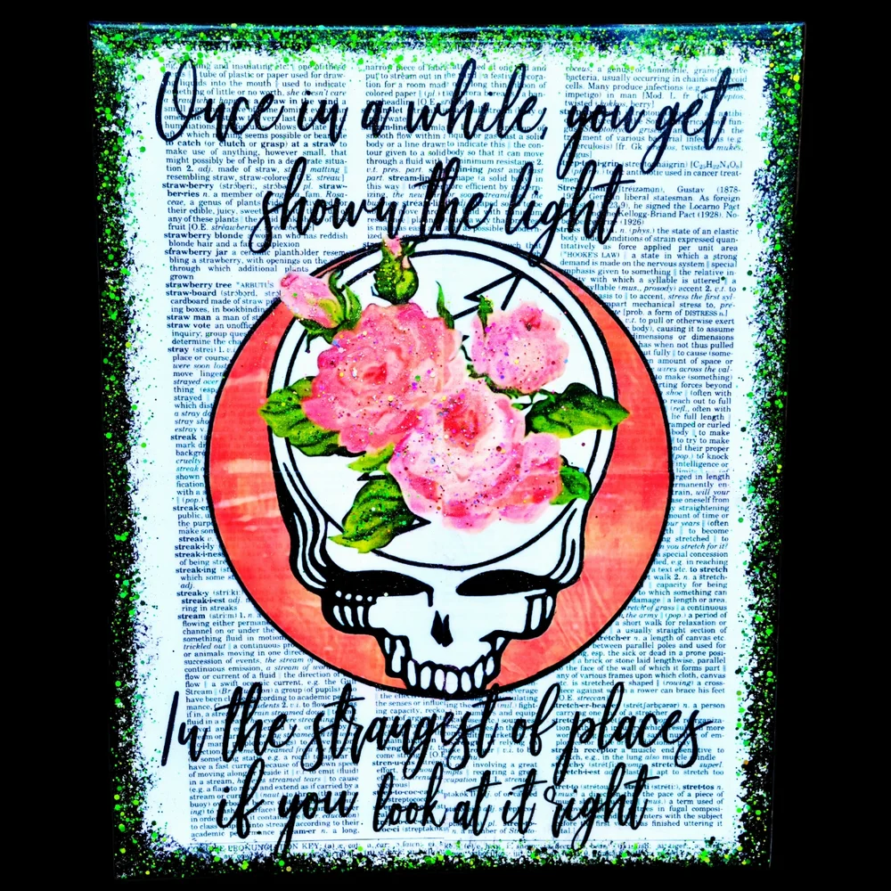 16x20 Grateful Dead Wall Art Canvas Sparkly Bright Handmade Music Wall Decor